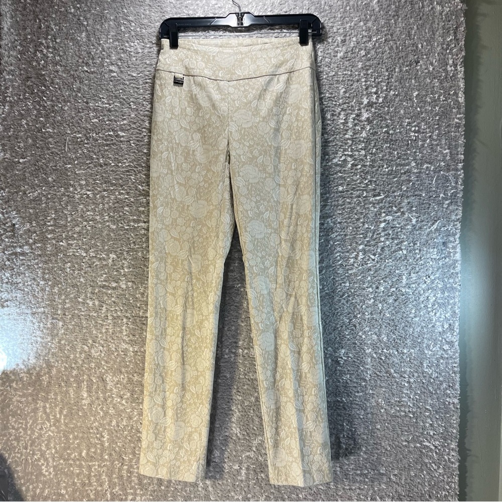 LISETTE Montreal Women's Size 0 Floral Beige Stretch Pull On Ankle Pants 25X29